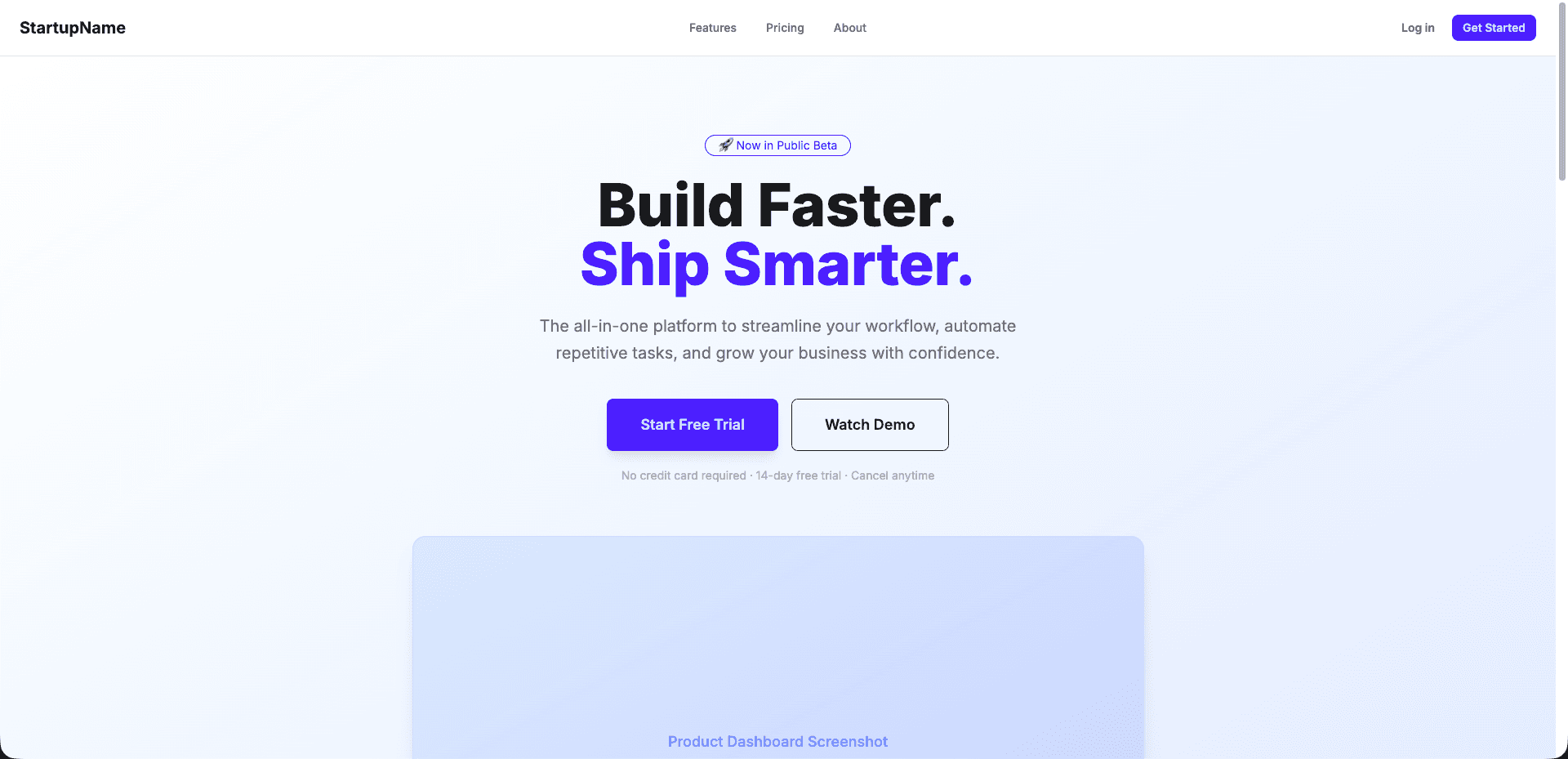 Landing Page Startup