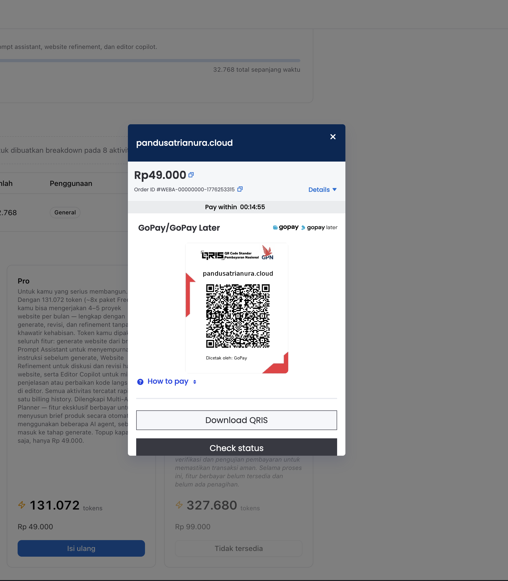 QR Code GoPay untuk pembayaran